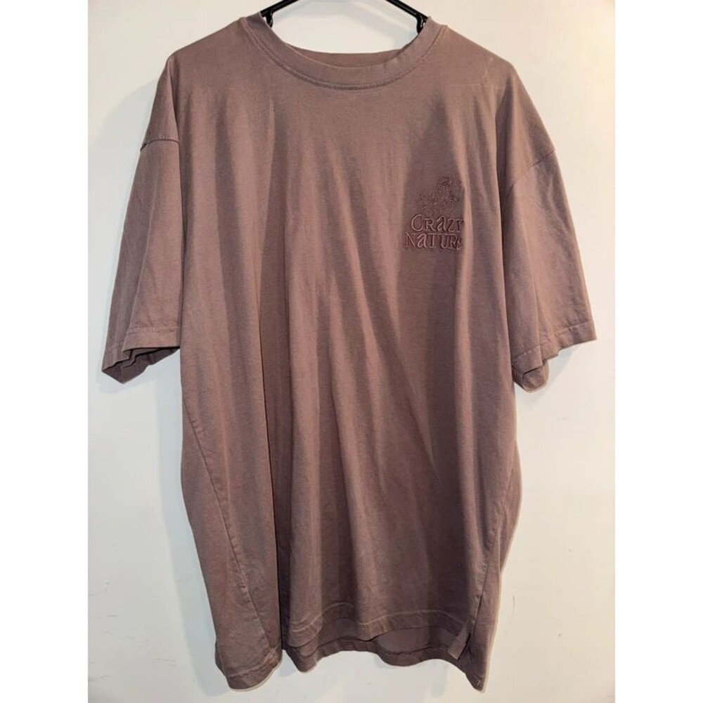 Men’s Embroidered Crazy Nature Graphic T-Shirt-Size XL
